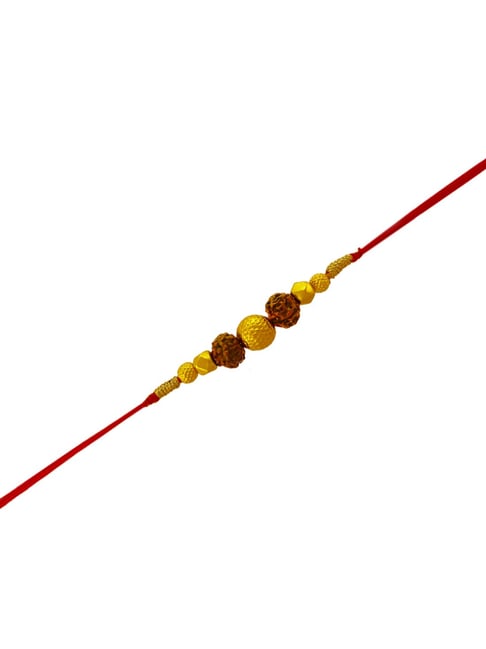 P.C. Chandra Jewellers 22KT Yellow Gold Plastic Rudraksha Thread with Golden Beads Rakhi for Men-picture-18