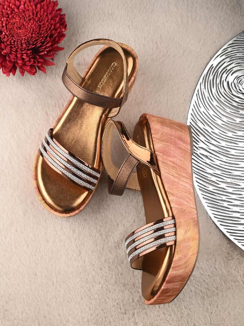 Clog London Women's Copper Ankle Strap Wedges-picture-25