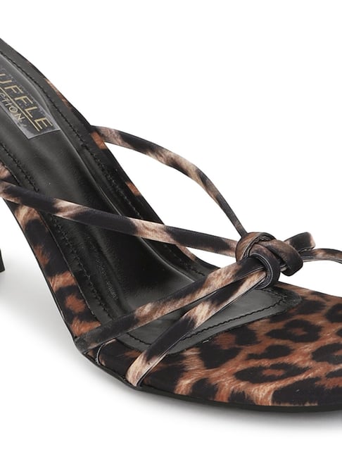Buy Truffle Collection Women's Leopard Cross Strap Sandals at Best