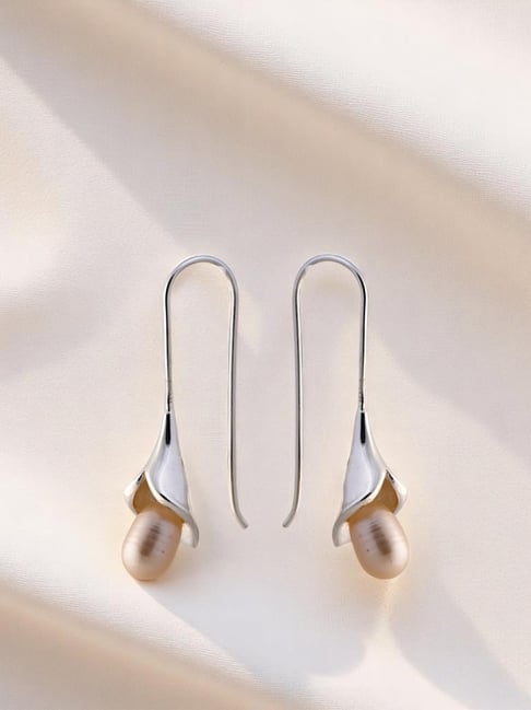 Rihi by P.C. Chandra Jewellers 925 Silver Blooming Flower Pearl Drop Earring