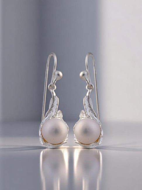 Rihi by P.C. Chandra Jewellers 925 Silver Leafy Pearl Drop Earring