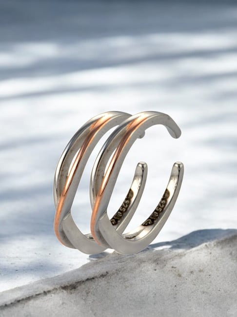 Rihi by P.C. Chandra Jewellers 925 Silver Dual Tone Braided Toe Ring-picture-16