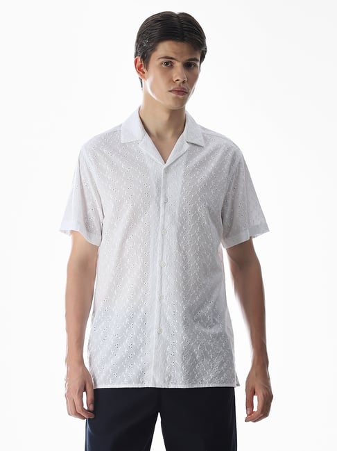 Jack & Jones White Relaxed Fit Embroidered Shirt-picture-10
