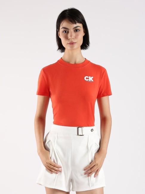 CALVIN KLEIN JEANS Red Logo Slim Fit T-Shirt