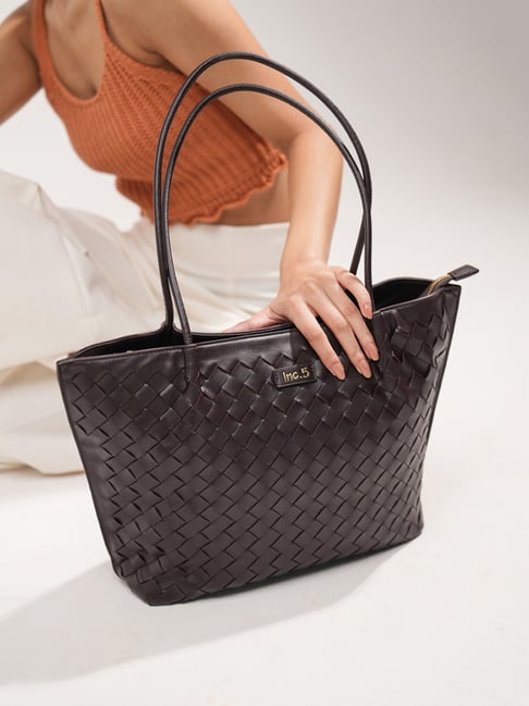 Purple Woven Medium Tote Bag