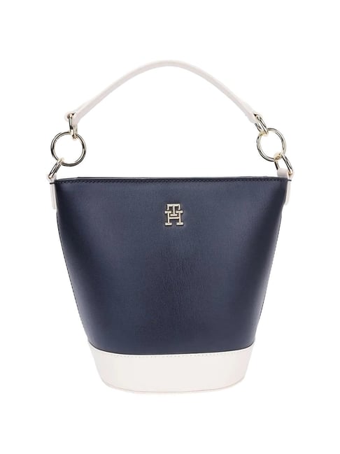 TOMMY HILFIGER Space Blue & Calico Color Block PU Bucket Bag
