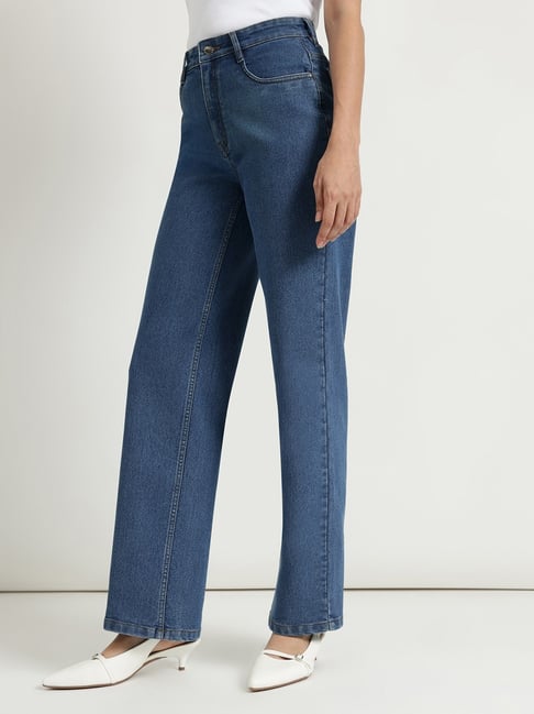 Fablestreet Blue Wide Leg Fit Jeans