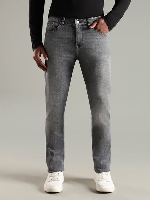 TOMMY HILFIGER Grey Mid-Wash Slim Fit Mid Rise Jeans