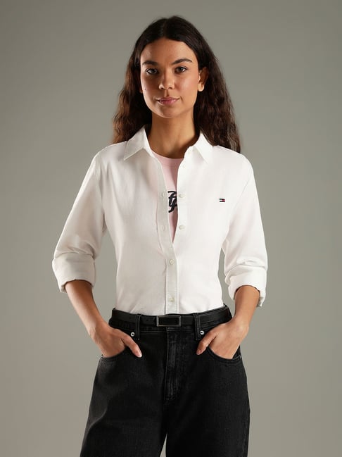 TOMMY HILFIGER Ecru Regular Fit Cotton Shirt