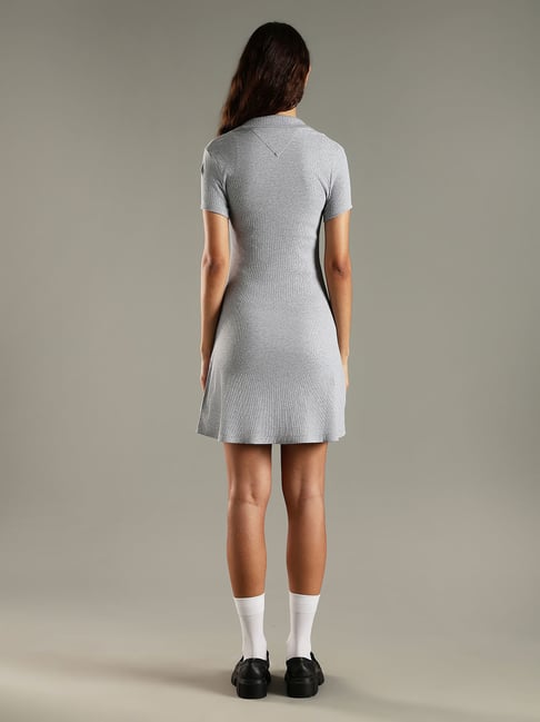 Buy TOMMY HILFIGER Grey Heather Cotton Polo Collar T-Shirt Dress