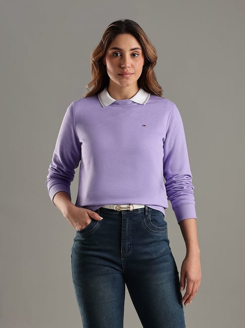 TOMMY HILFIGER Ophelia Purple Regular Fit Cotton Crew Neck Sweater-picture-35