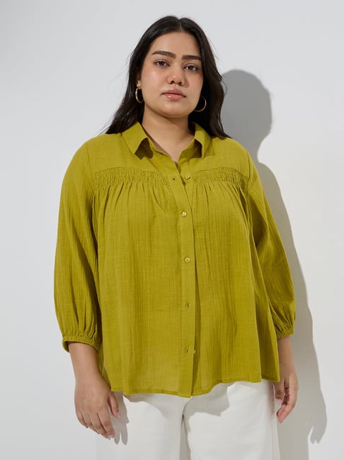 Gia by Westside Green Cotton Blouse-picture-31