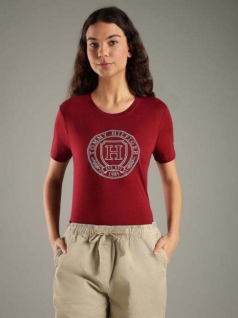 Buy TOMMY HILFIGER Desert Sky Regular Fit Cotton T-Shirt for Women