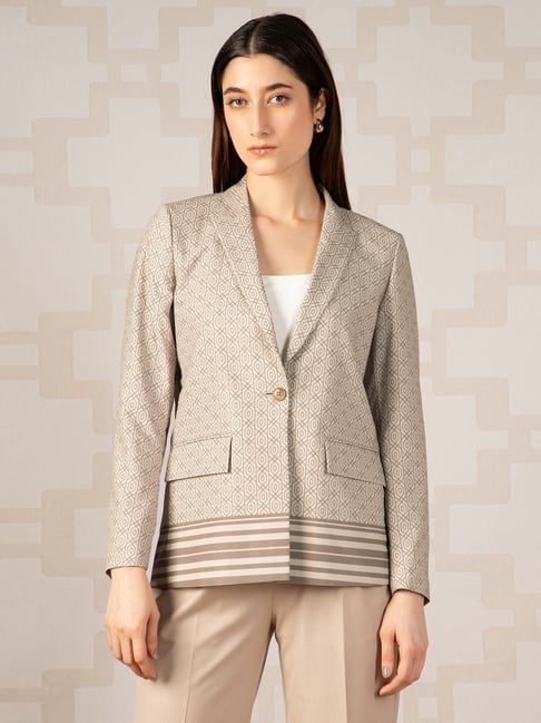 Van Heusen Beige Polyester Printed Blazer-picture-41