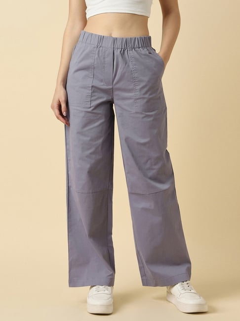 Allen Solly Grey Cotton Solid Trousers-picture-40