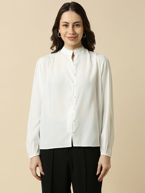 Allen Solly White Polyester Solid Shirt-picture-36