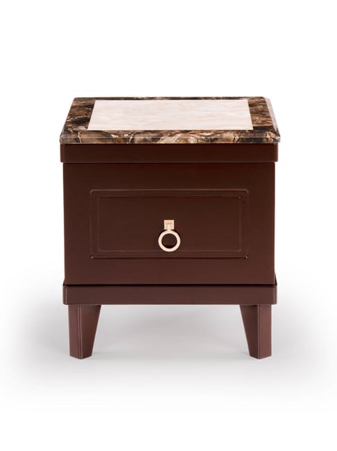 Durian Siberian Walnut Marble Side Table Side Table-picture-26