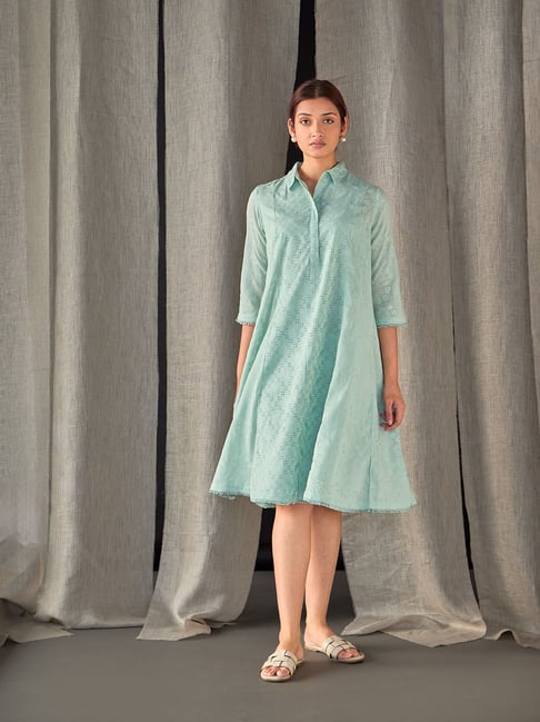 white christmas dresses East Coast Lace Bust Midi Dress Aqua Blue– Selfie Leslie main image 1