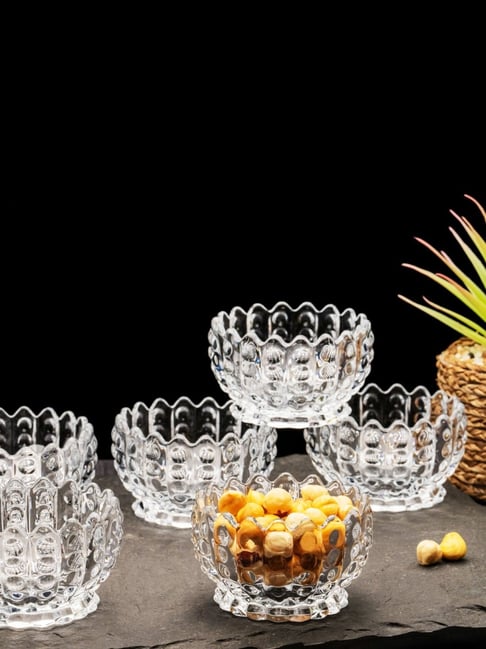 ROXX Transperent Glass Stella Bowl - Set of 6 (140 ml)