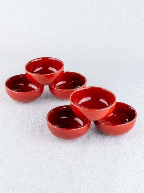 BlackCarrot Red Stoneware Small Bowl - Set of 6 (220 ml)-picture-20
