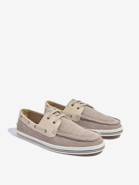 SOLEPLAY by Westside Off-White Knit-Textured Lace-Up Shoes