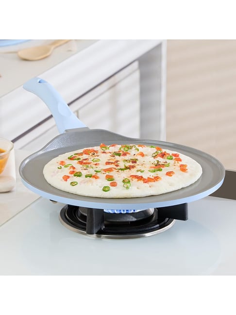 Borosil Sky Blue Ceramic Coating Vajra 28 Cm Flat Tawa