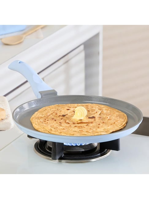 Borosil Sky Blue Ceramic Coating Vajra 28 Cm Flat Tawa