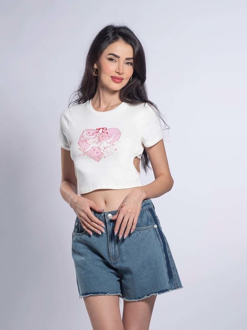 VIRGIO White Cotton Graphic Short Sleeves T-Shirt-picture-48