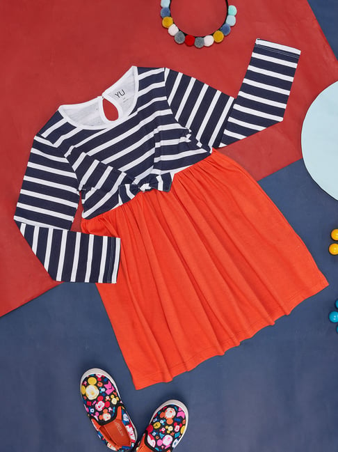 YU by Pantaloons Navy Striped Cotton Regular Fit Dress-picture-21