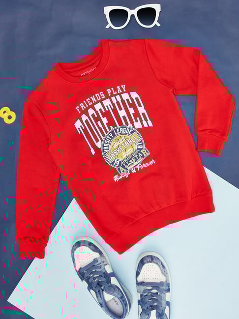Pantaloons Junior Red Printed Cotton Regular Fit Sweatshirt-picture-22