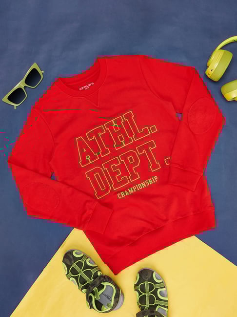 Pantaloons Junior Red Printed Cotton Regular Fit Sweatshirt-picture-20