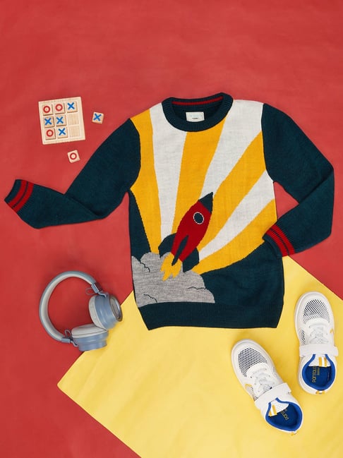 Pantaloons Junior Navy Blue Printed Regular Fit Sweater-picture-13