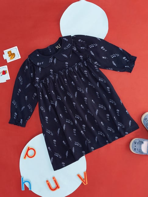 YU by Pantaloons Navy Printed Cotton Regular Fit Dress-picture-25