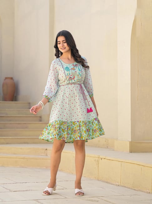 short ethnic dresses Black Silk Shirt Dress with Golden Butti & Paithani Border