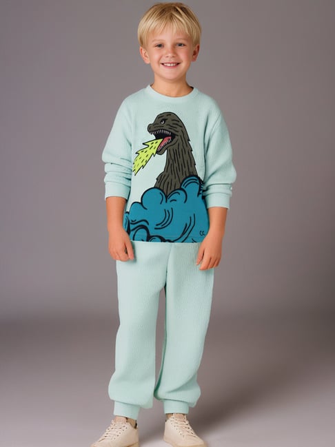 Cherry Crumble By Nitt Hyman Unisex Sky Blue Printed Regular Fit Night Suit