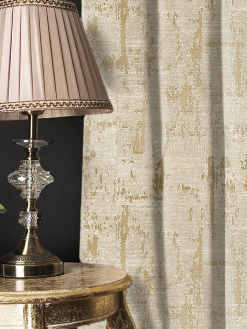 Urban Space Beige Jaquard Texture Window Blackout Curtains with Tieback- Set of 2 (5 ft)