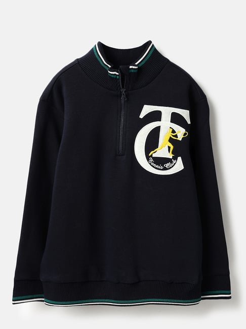 United Colors of Benetton Kids Blue Printed Regular Fit Sweatshirt