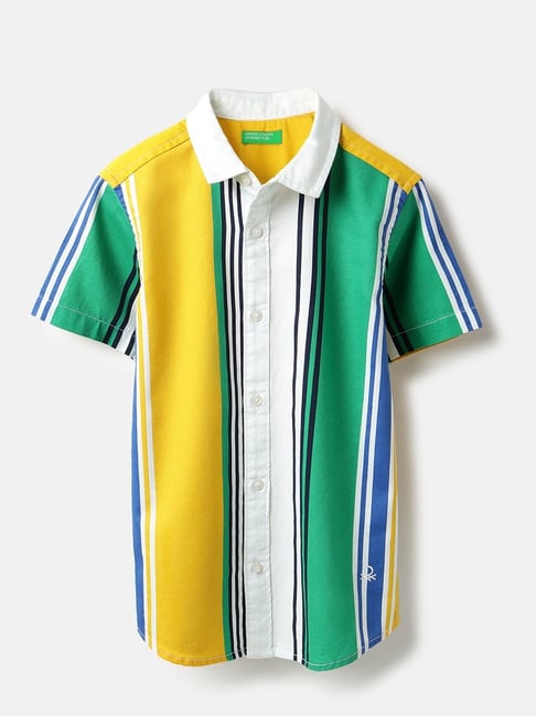 United Colors of Benetton Kids Multicolor Striped Cotton Regular Fit Shirt