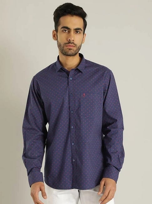 Indian Terrain Navy Slim Fit Printed Shirt-picture-20