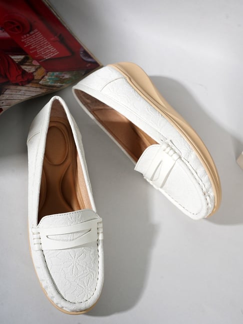 Mozafia Women's White Wedge Loafers-picture-32