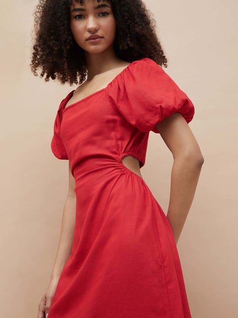 ginger red dress Ginger by Lifestyle Red Solid Dress