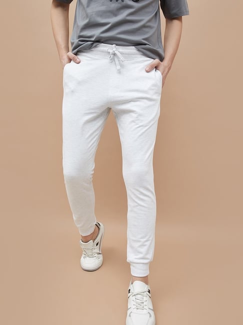 Fame Forever By Lifestyle Off White Cotton Slim Fit Joggers-picture-18
