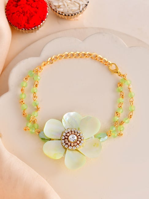Aapno Rajasthan Green Pastel Bloom Casual Rakhi with Roli Chawal & Greetings Card-picture-20
