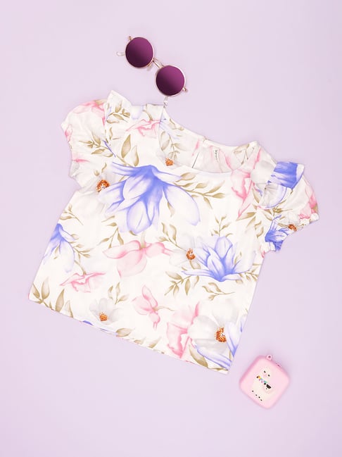 Pantaloons Junior Girls White Cotton Printed Top-picture-39