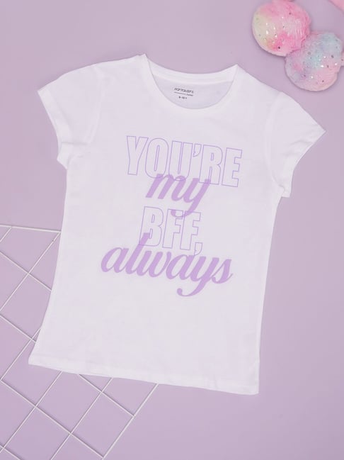 Pantaloons Junior Girls White Cotton Printed T-Shirt-picture-27