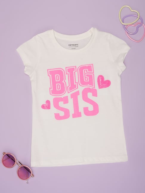 Pantaloons Junior Girls White Cotton Printed T-Shirt-picture-35