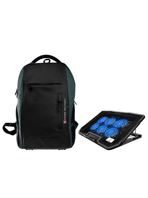 Swiss Military Black & Grey Laptop Backpack with Adjustable Cooling Laptop Stand Combo-picture-29