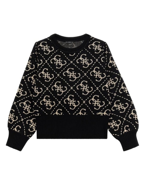 Guess Kids Black All Over 4G Logo Regular Fit Sweater