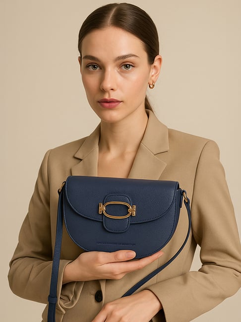 United Colors of Benetton Lusia Navy Textured Cross Body Bag