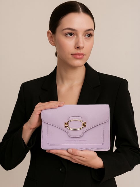 United Colors of Benetton Cosima Lilac Textured Cross Body Bag